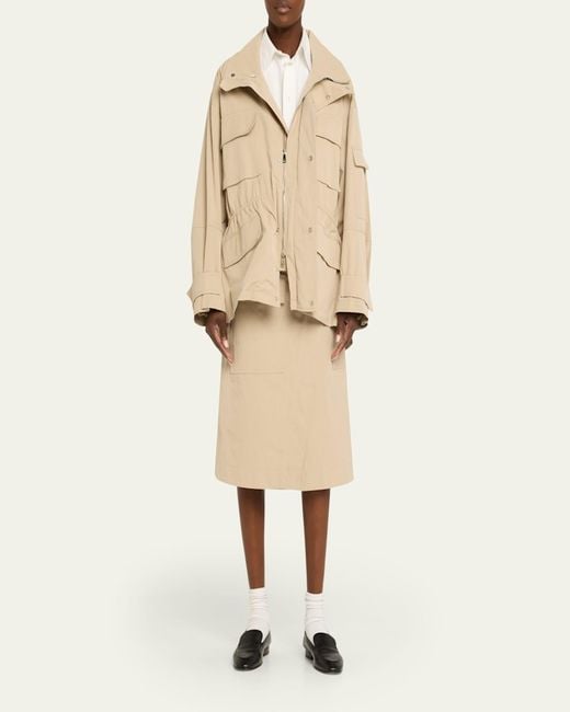 Plan C Natural Oversized Nylon Utility Jacket
