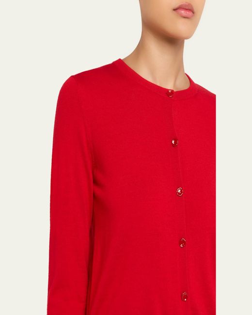 Jason Wu Red Long-Sleeve Merino Wool Crewneck Cardigan