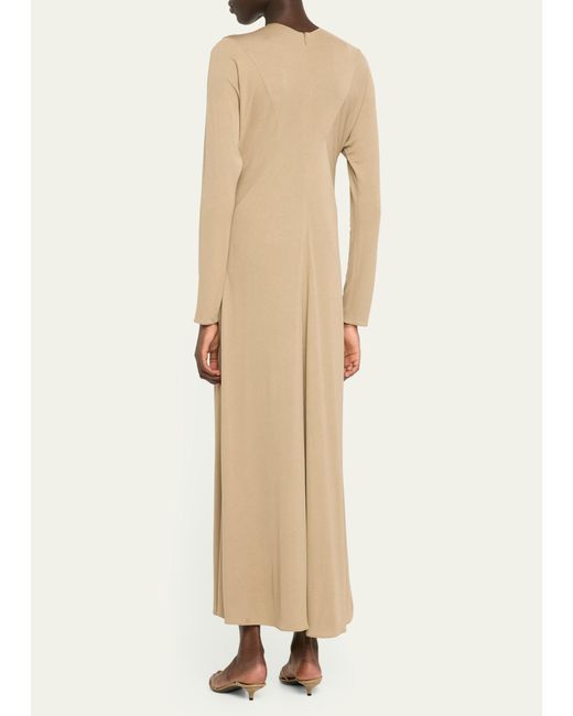 The Row Natural Venusia Long-sleeve A-line Maxi Dress