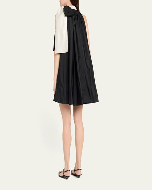 Max Mara Blue Beber Bow-Neck Shift Mini Dress
