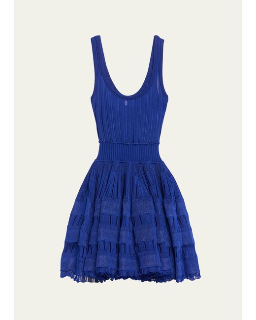 Alaïa Blue Crino Flared Mini Dress