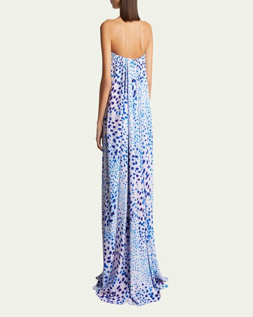 関税込◆Dries Van Noten◆'Dohana' ドレス Dries Van Noten Doja Printed Strapless Long Dress in Blue | Lyst