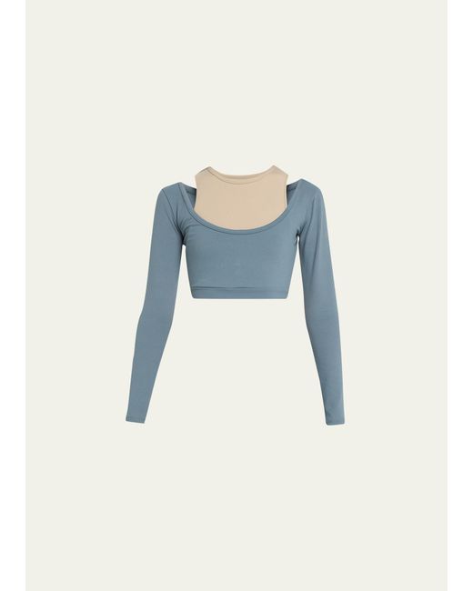Live The Process Blue Taurus Two-tone Long-sleeve Crop Top