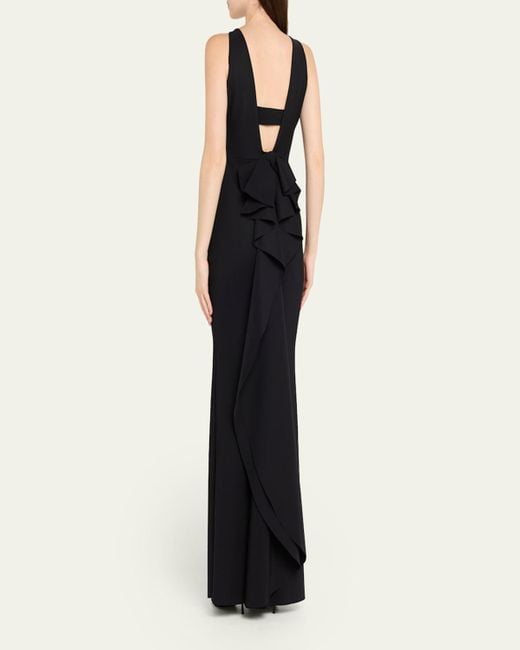 La Petite Robe Di Chiara Boni Blue Eman Sleeveless Draped Column Gown