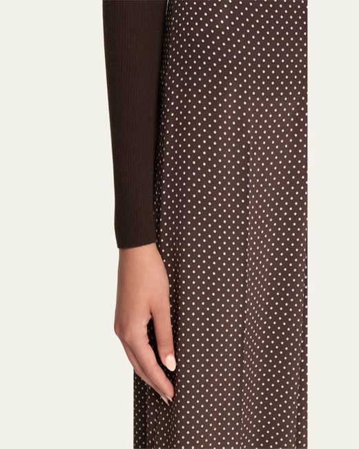 Michael Kors Brown Polka-Dot Silk Flowy Wide-Leg Pants