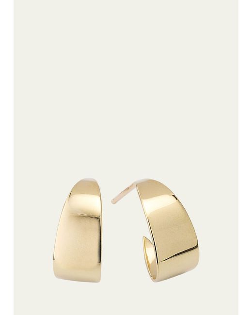 Lana Jewelry Natural 14k Yellow Gold Wrapped Wide Curved Huggie Earrings