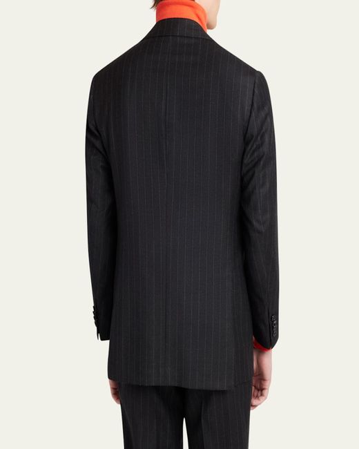 Kiton Black Wool Chalk Stripe Two-Piece Suit for men