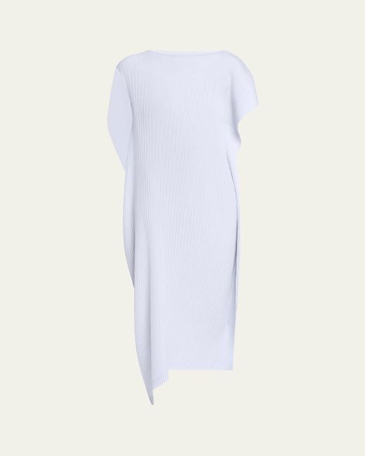 Issey Miyake White Shadow Study Pleats Solid Dress