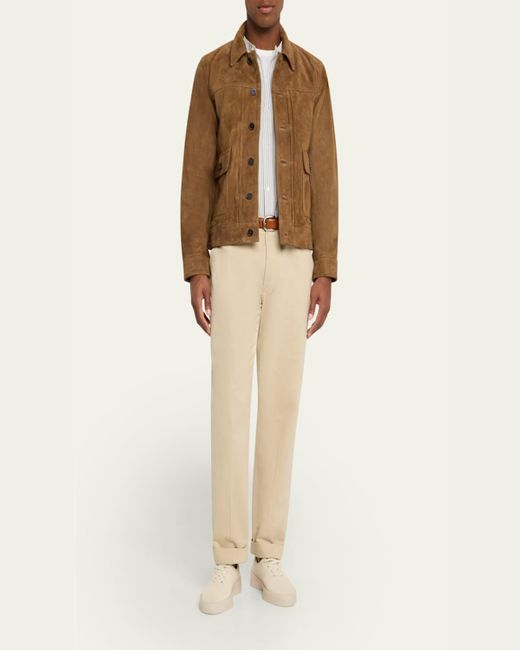Officine Generale Brown Lazlo Suede Button-Front Shirt Jacket for men