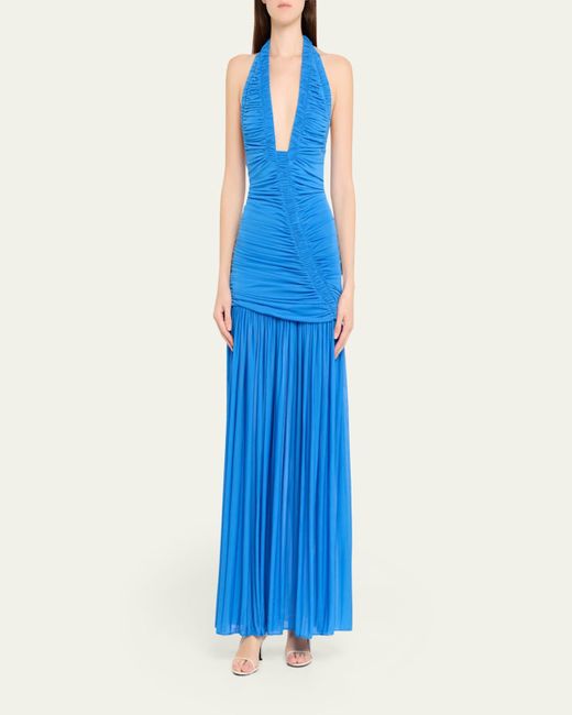 Christopher Esber Blue Orion Ruched Gown