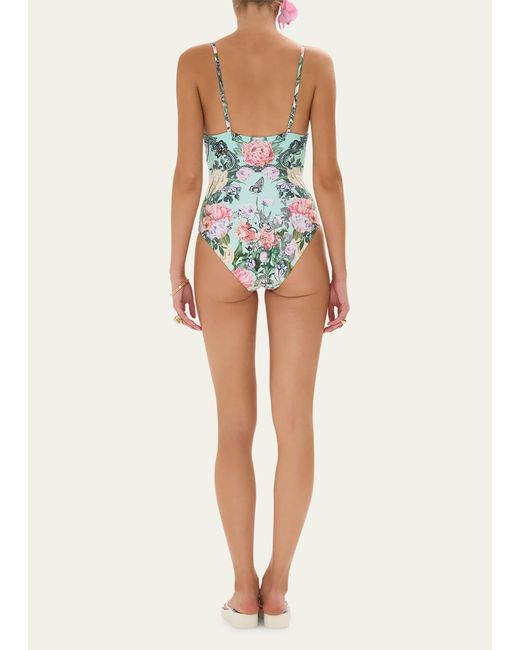 Camilla White Petal Promise Land Continuous Wire Molded One-piece Swimsuit