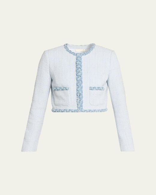 LoveShackFancy Blue Azula Tweed Jacket