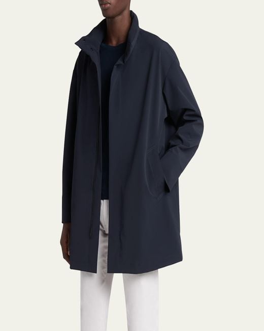 Giorgio Armani Blue Nylon Stretch Caban Coat for men