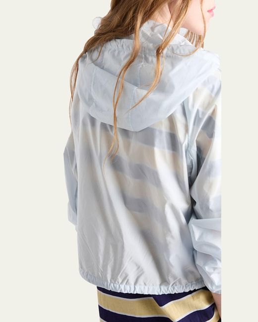 Prada Blue Cropped Re-Nylon Hooded Zip Jacket