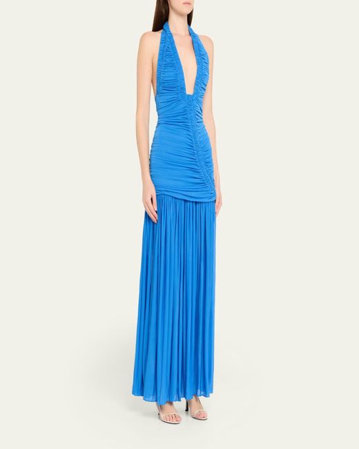 Christopher Esber Blue Orion Ruched Gown
