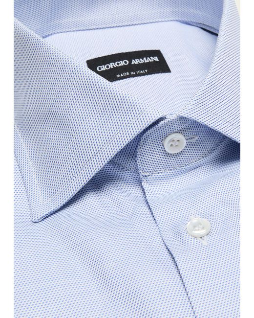 Giorgio Armani Blue Micro-dot Cotton Dress Shirt for men