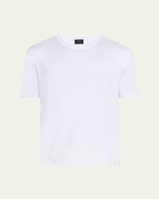 Brioni White Sea Island Cotton Crewneck T-Shirt for men