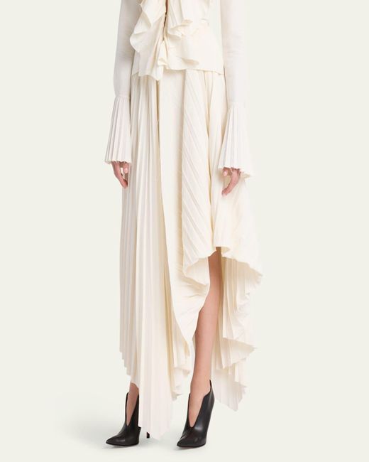Alexander McQueen Red Pleated Asymmetric Draped Midi Skirt