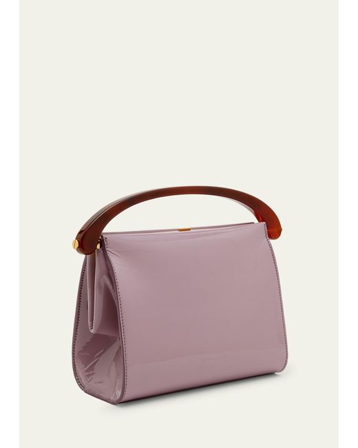 Dries Van Noten Purple Crisp Patent Leather Top-handle Bag