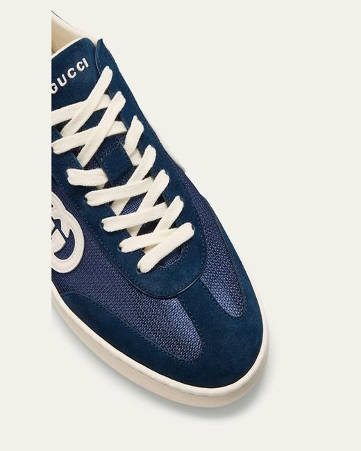 Gucci Blue Suede Leather Sneakers for men