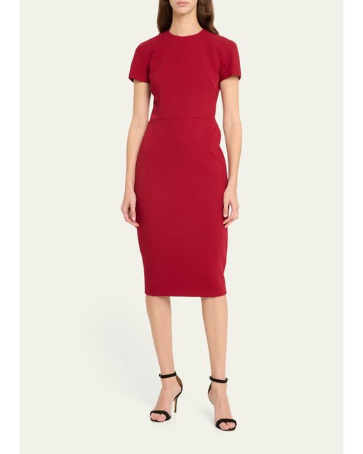Victoria Beckham Red T-shirt Fitted Midi Dress With Back Zipper