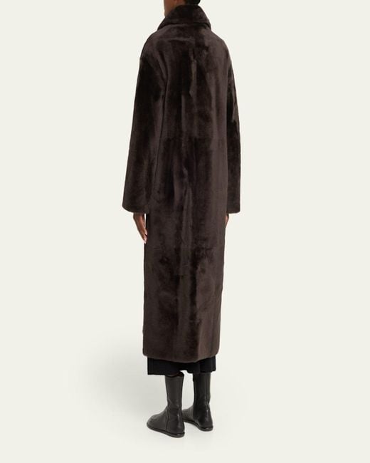 Yves Salomon Black Lacon Double-Breasted Shearling Coat