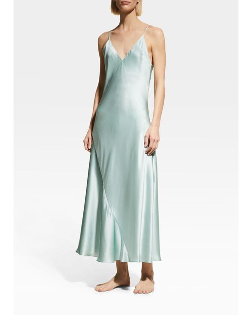 Natori Green Key Essentials Silk A-line Gown