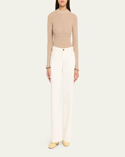 Sea Natural Ruby Crewneck Pointelle Knit Sweater