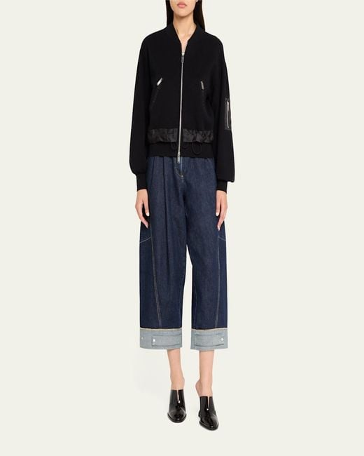 3.1 Phillip Lim Black Double-Layer Bomber Jacket