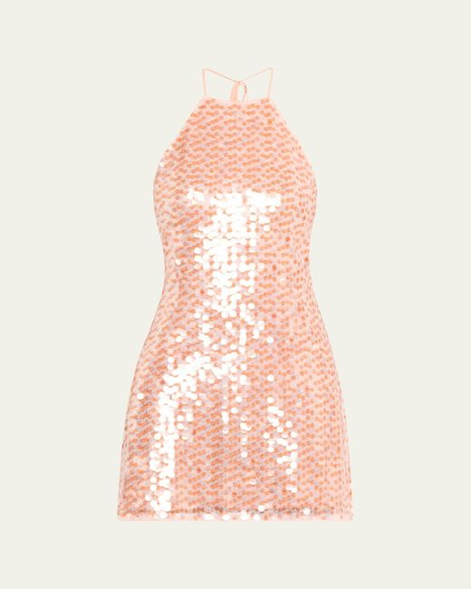 Toccin Pink Micky Sequined Halter Shift Dress