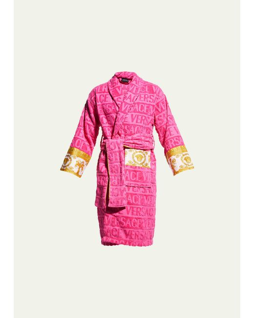 Versace Pink Unisex Barocco Sleeve Robe