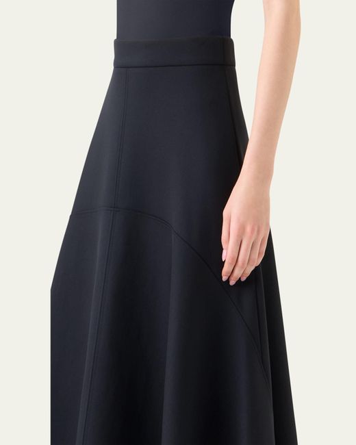 Akris Punto Blue Asymmetrical Neoprene Midi Skirt