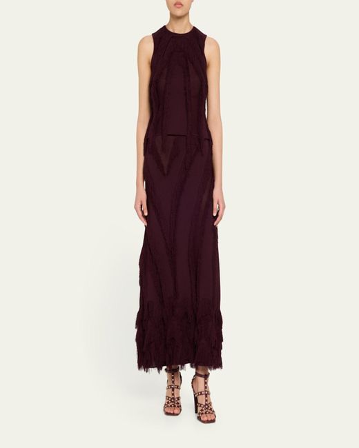 Ulla Johnson Purple Bonnie Sleeveless Fringe Knit Top