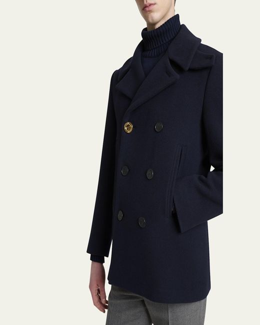 Givenchy Blue Double-Face Wool Peacoat for men
