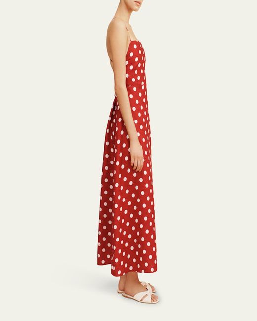 Posse Red Lori Polka-Dot Linen Maxi Dress