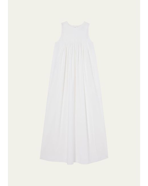 Rohe White Sleeveless Pleated A-line Maxi Dress