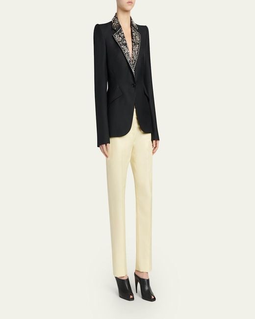 McQueen Black Beaded Lapel Single-Breasted Jacket