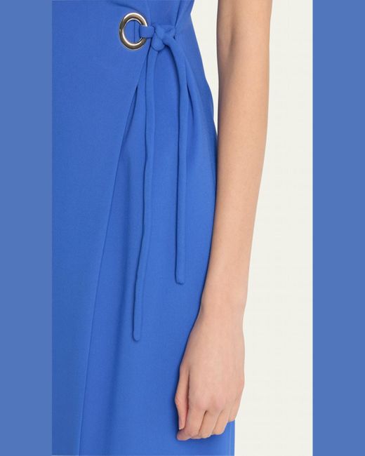 Giorgio Armani Blue Wrap Midi Dress With Tie Detail