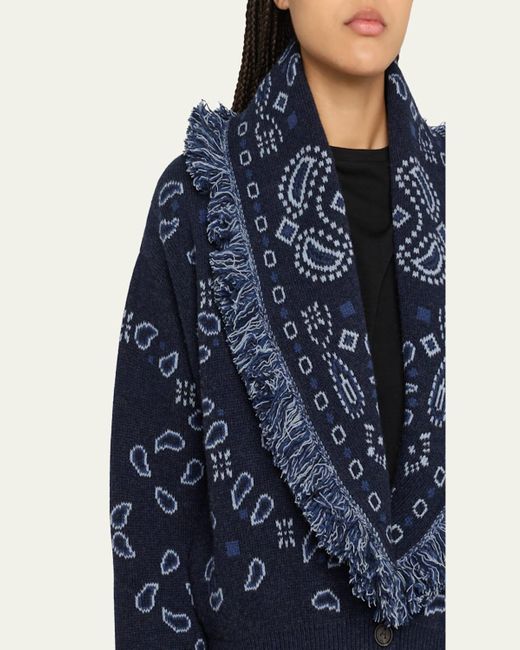 Alanui Blue Bandana Jacquard Cardi-Bomber