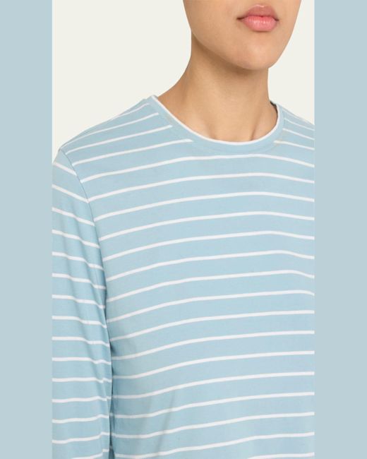Kule Multicolor Crewneck Long-Sleeve Striped Cotton Top