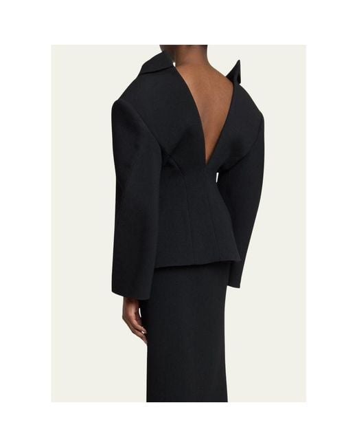 Givenchy Blue Off-The-Shoulder Double-Breasted Cocoon Jacket