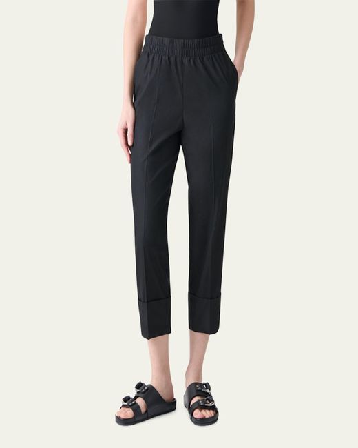 Akris Punto Blue Farell Elastic Waistband Cropped Poplin Pants