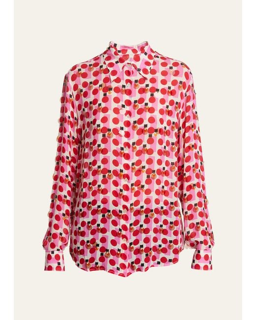 Dries Van Noten Chowy Sequin Abstract-print Collared Shirt