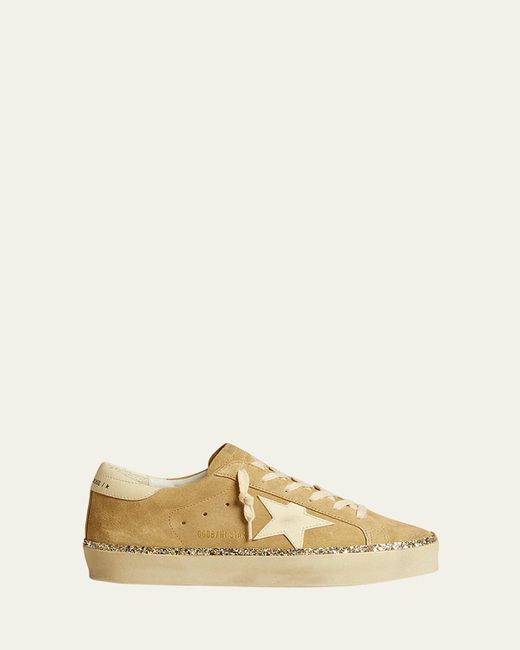 Golden Goose Deluxe Brand Natural Hi Star Suede Glitter Low-Top Sneakers