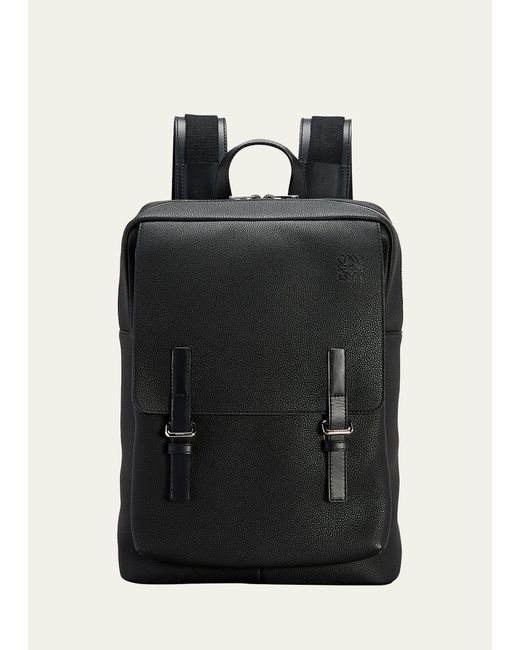 Loewe Black Soft Grained Leather Military Backpack for men