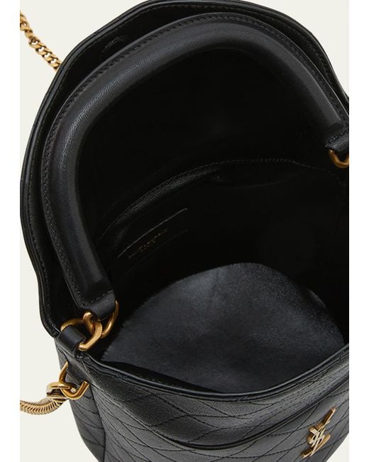 Saint Laurent Black Gaby Mini Leather Bucket Bag