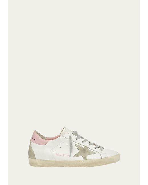 Golden Goose Deluxe Brand Natural Superstar Leather Upper And Heel Suede Star And Spur Cream Sole Sneakers