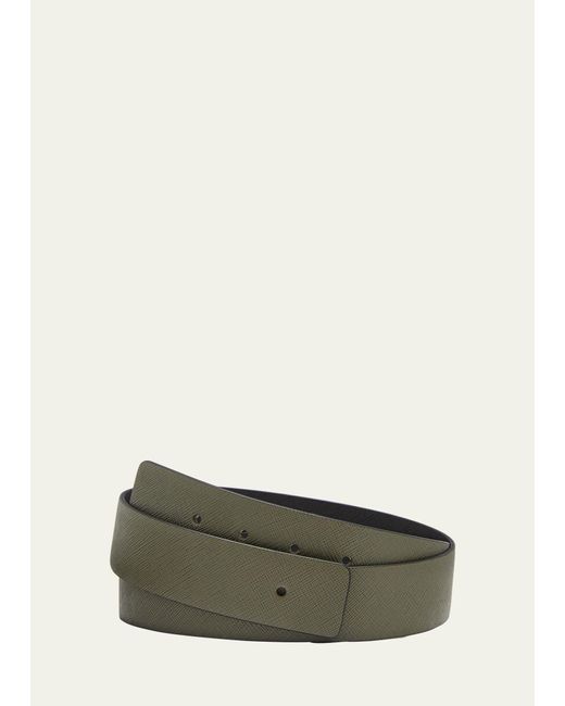 Prada Green Reversible Saffiano Leather Belt Strap for men