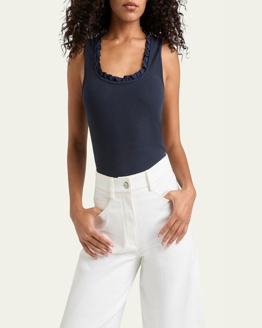 Cinq À Sept Blue Joselle Ruffle-Trim Tank Top