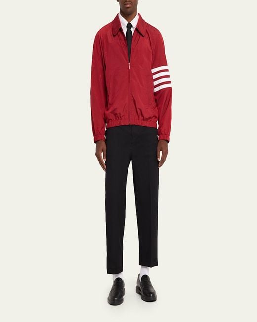 Thom Browne Red Ripstop 4-Bar Full-Zip Jacket for men